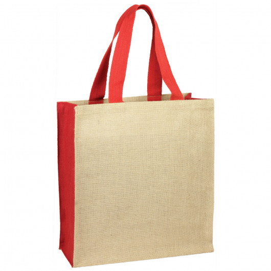 Panelled Jute Bags Red